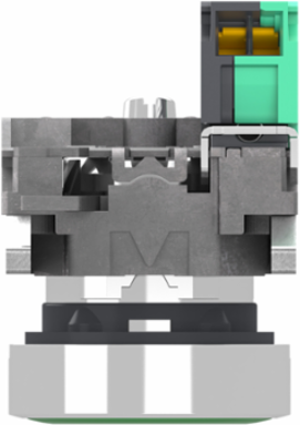 Push button, Harmony XB4, metal, flush, green, 22mm, spring return, unmarked, 1 NO, compact push in terminals