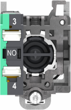 Push button, Harmony XB4, metal, flush, green, 22mm, spring return, unmarked, 1 NO, compact push in terminals