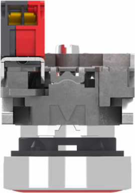 Push button, Harmony XB4, metal, flush, red, 22mm, spring return, unmarked, 1 NC, compact push in terminals