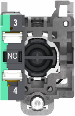 Push button, Harmony XB4, metal, flush, blue, 22mm, spring return, unmarked, 1 NO, compact push in terminals