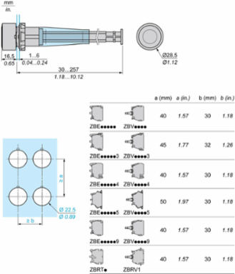 Manual Overload Reset Push Button, 22mm, IP66, 130-257 mm Actuation Distance