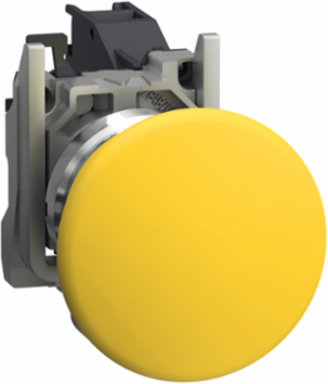 Harmony XB4 Pushbutton, 40mm Yellow Mushroom, IP65, 1 NO Contact
