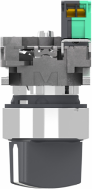 Selector switch, Harmony XB4, metal, black, 22mm, 2 positions, stay put, 1 NO, compact push in terminals