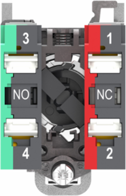 Selector switch, Harmony XB4, metal, black, 22mm, 2 positions, stay put, 1 NO + 1 NC, compact push in terminals