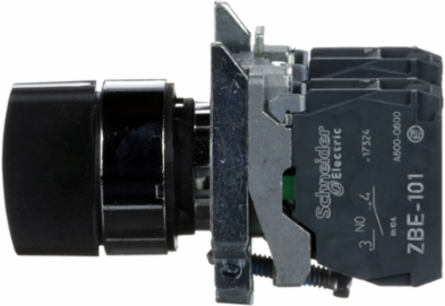 Harmony XB4 Selector Switch, 22mm, 3 Positions, IP69K, Stay Put, 2NO