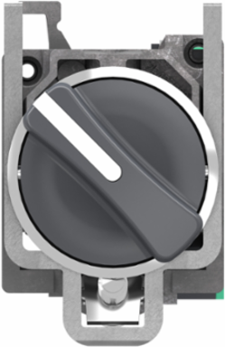 Selector switch, Harmony XB4, metal, black, 22mm, 2 positions, spring return from right to left, 1 NO, compact push in