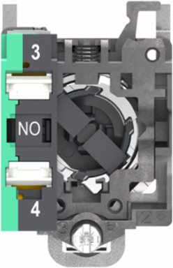 Selector switch, Harmony XB4, metal, black, 22mm, 2 positions, spring return from right to left, 1 NO, compact push in