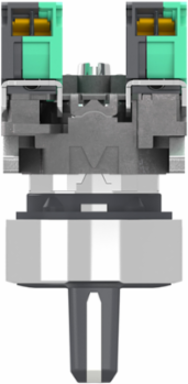 Selector switch, Harmony XB4, metal, black, 22mm, 3 positions, spring return to center, 2 NO, compact push in terminals