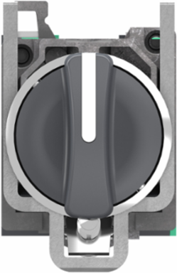 Selector switch, Harmony XB4, metal, black, 22mm, 3 positions, spring return to center, 2 NO, compact push in terminals