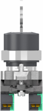 Key switch selector, Harmony XB4, metal, black, 22mm, key 455, 3 positions, stay put, key release center, 2 NO, push in