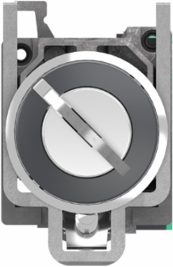 Key switch selector, Harmony XB4, metal, black, 22mm, key 455, 2 pos, spring return from right to left, 1 NO, push in