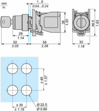 Harmony XB4 Complete Selector Switch 22 mm, IP66, Key 455