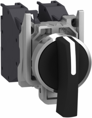 Selector switch, Harmony XB4 - ATEX D, metal, 22mm, 3 positions, black long handle, stay put, screw clamp terminals, 2NO