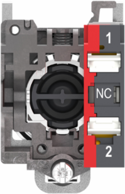 Push button, Harmony XB4, metal, projecting, red, 22mm, spring return, unmarked, 1 NC, compact push in terminals