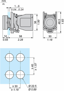 Complete Illuminated Push Button 22mm Spring Return 1NO 24...254V AC/DC