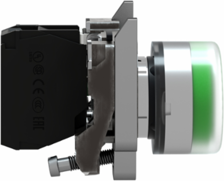 Harmony XB4 Green Push Button, 22mm, Metal, IP66, Spring Return, 1NO