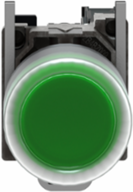 Harmony XB4 Green Push Button, 22mm, Metal, IP66, Spring Return, 1NO