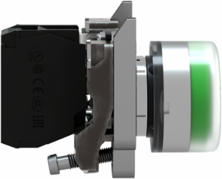 Harmony XB4 Green Push Button, 22mm, Metal, IP66, Spring Return, 1NO