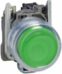 Harmony XB4 Green Push Button, 22mm, Metal, IP66, Spring Return, 1NO