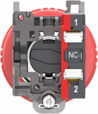 Emergency stop switching off, Harmony XB4, metal, red mushroom 40mm, 22mm, trigger turn to release, 1NC, compact push in