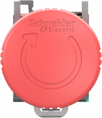 Emergency stop switching off, Harmony XB4, metal, red mushroom 40mm, 22mm, trigger turn to release, 1 NO + 2 NC, push in