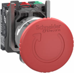 Emergency stop switching off, Harmony XB4, metal, red mushroom 40mm, 22mm, trigger turn to release, 1 NO + 2 NC, push in
