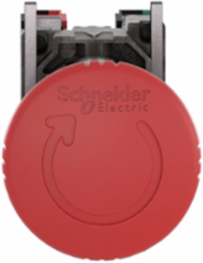 Emergency stop switching off, Harmony XB4, metal, red mushroom 40mm, 22mm, trigger turn to release, 1 NO + 1 NC, push in