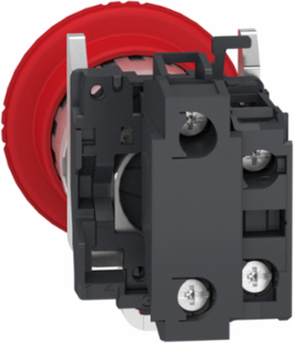 Emergency stop switching off, Harmony XB4, metal, red mushroom 40mm, 22mm, trigger latching turn to release, 2NC with monitoring
