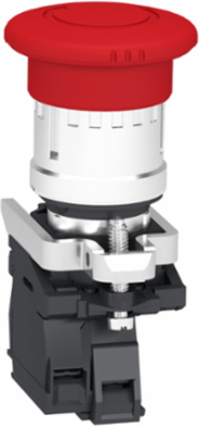 Emergency stop switching off, Harmony XB4, metal, red mushroom 40mm, 22mm, trigger latching turn to release, 2NC with monitoring