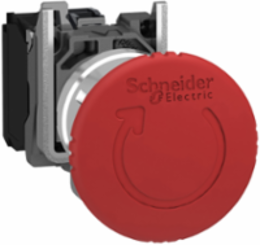 Emergency stop switching off, Harmony XB4, metal, red mushroom 40mm, 22mm, trigger latching turn to release, 2NC with monitoring