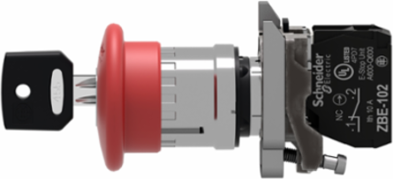 Emergency Stop Push Button, 40mm Red Mushroom, IP66, Key Release