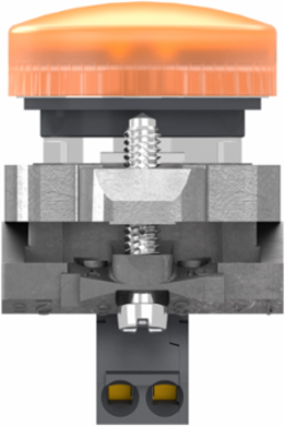 Pilot light, Harmony XB4, metal, orange, 22mm, universal LED, plain lens, 24V AC DC, compact push in terminals
