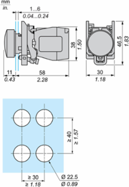 Harmony XB4 ATEX D Complete Pilot Light, 22mm, IP65, 24...254V AC/DC