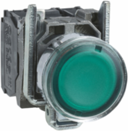 Harmony XB4 Illuminated Push Button, 22mm Flush Green, IP66/IP67/IP69K