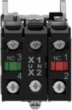 Harmony XB4 22mm Illuminated Push Button, Green Flush, IP66, 1NO + 1NC