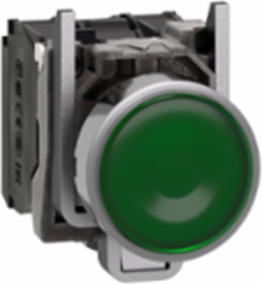 Harmony XB4 22mm Illuminated Push Button, Green Flush, IP66, 1NO + 1NC