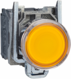 Harmony XB4 Illuminated Push Button, 22mm, Orange, Spring Return, IP66/IP67, 1NO+1NC