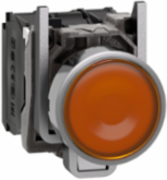 Harmony XB4 Illuminated Push Button, 22mm, Metal, Orange, 1NO + 1NC, IP66