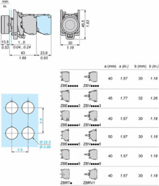 Harmony XB4 22mm Blue Illuminated Push Button, 24V AC/DC, IP66/IP67/IP69K
