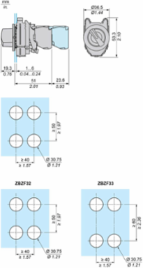 Harmony XB4 Selector Switch, 30mm Mounting, 2 Positions, 1NO+1NC, IP66