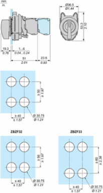 Harmony XB4 30.5mm Metal Selector Switch, 2 Position Stay Put, 1NO