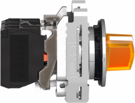 Illuminated Selector Switch, 30mm, 24V AC/DC, 1NO + 1NC, Orange Handle