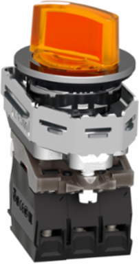 Illuminated Selector Switch, 30mm, 24V AC/DC, 1NO + 1NC, Orange Handle