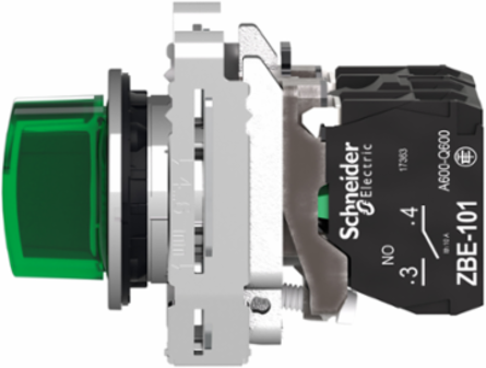 Harmony XB4 Illuminated Selector Switch, 30mm, 1NO + 1NC, 24V AC/DC