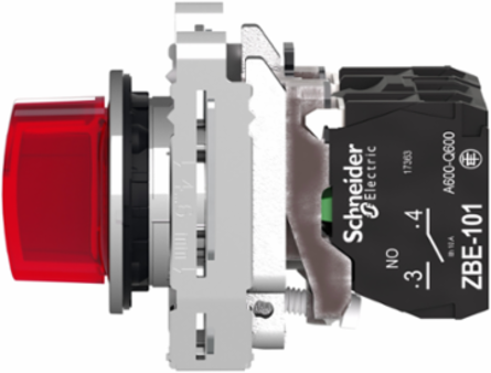 Harmony XB4 Illuminated Selector Switch, 30mm, 1 NO + 1 NC, 110...120V AC