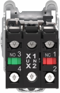 Harmony XB4 Illuminated Push Button, 30mm, Green, 1NO + 1NC, 24V AC/DC