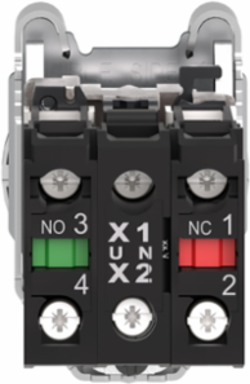 Harmony XB4 Illuminated Push Button, 30mm, Green, 120V AC, 1NO + 1NC