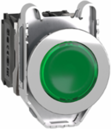 Harmony XB4 Illuminated Push Button, 30mm, Green, 120V AC, 1NO + 1NC