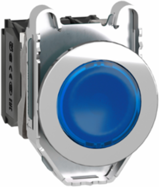 Illuminated Push Button 30mm Blue Metal 1NO + 1NC 24V AC/DC