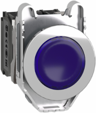 Illuminated Push Button, 30mm, Blue, 1NO + 1NC, 230V AC
